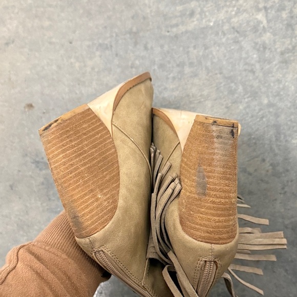 Very Volatile Tan Fringe Heeled Boots - Picture 5 of 5
